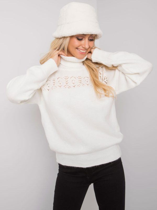 Ecru dzianinowy sweter z golfem Requena RUE PARIS