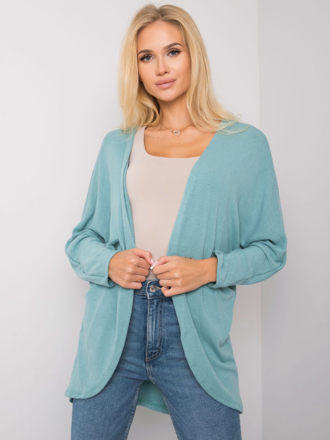 Miętowa narzutka dzianinowa Rubbie