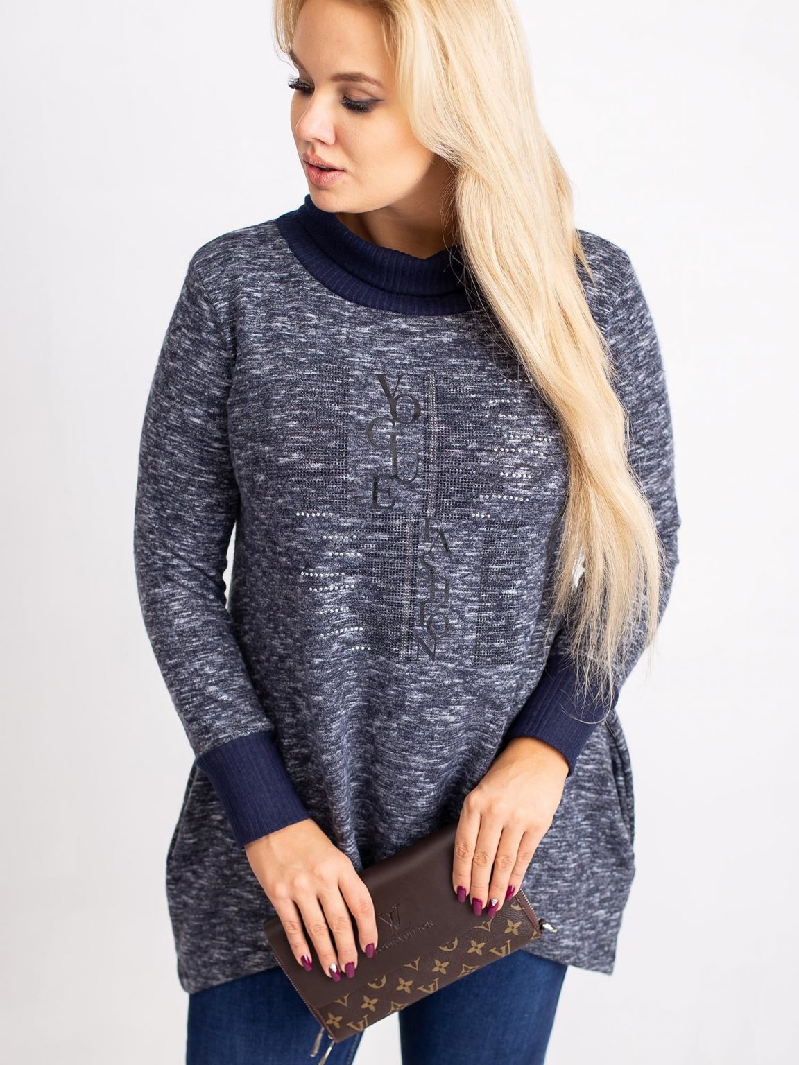 Granatowa tunika plus size Caitlin