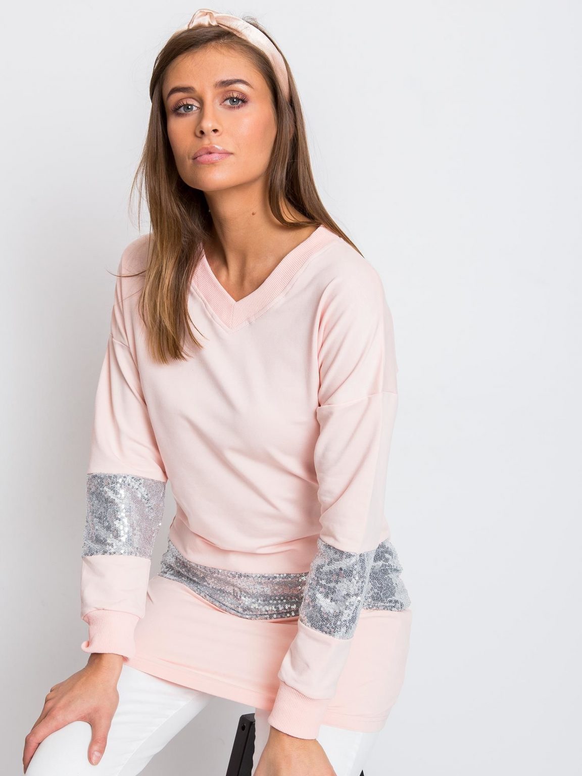 Jasnoróżowa tunika Sequin