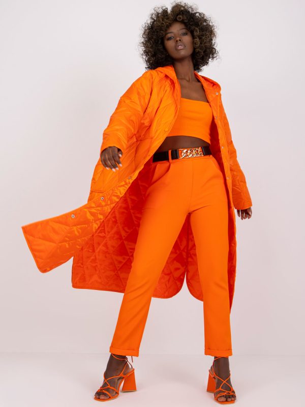 Pomarańczowa damska kurtka przejściowa z kapturem Maule RUE PARIS