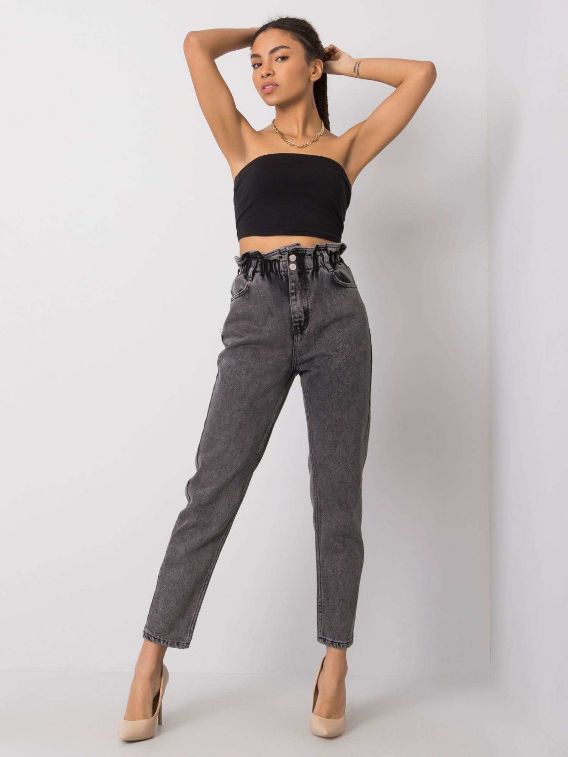 Ciemnoszare mom jeans Joan RUE PARIS