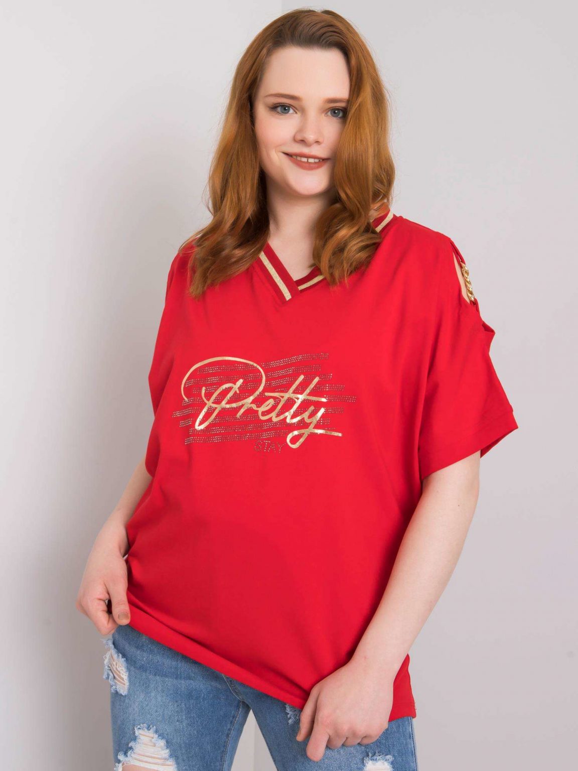 Czerwona bluzka plus size Richelle