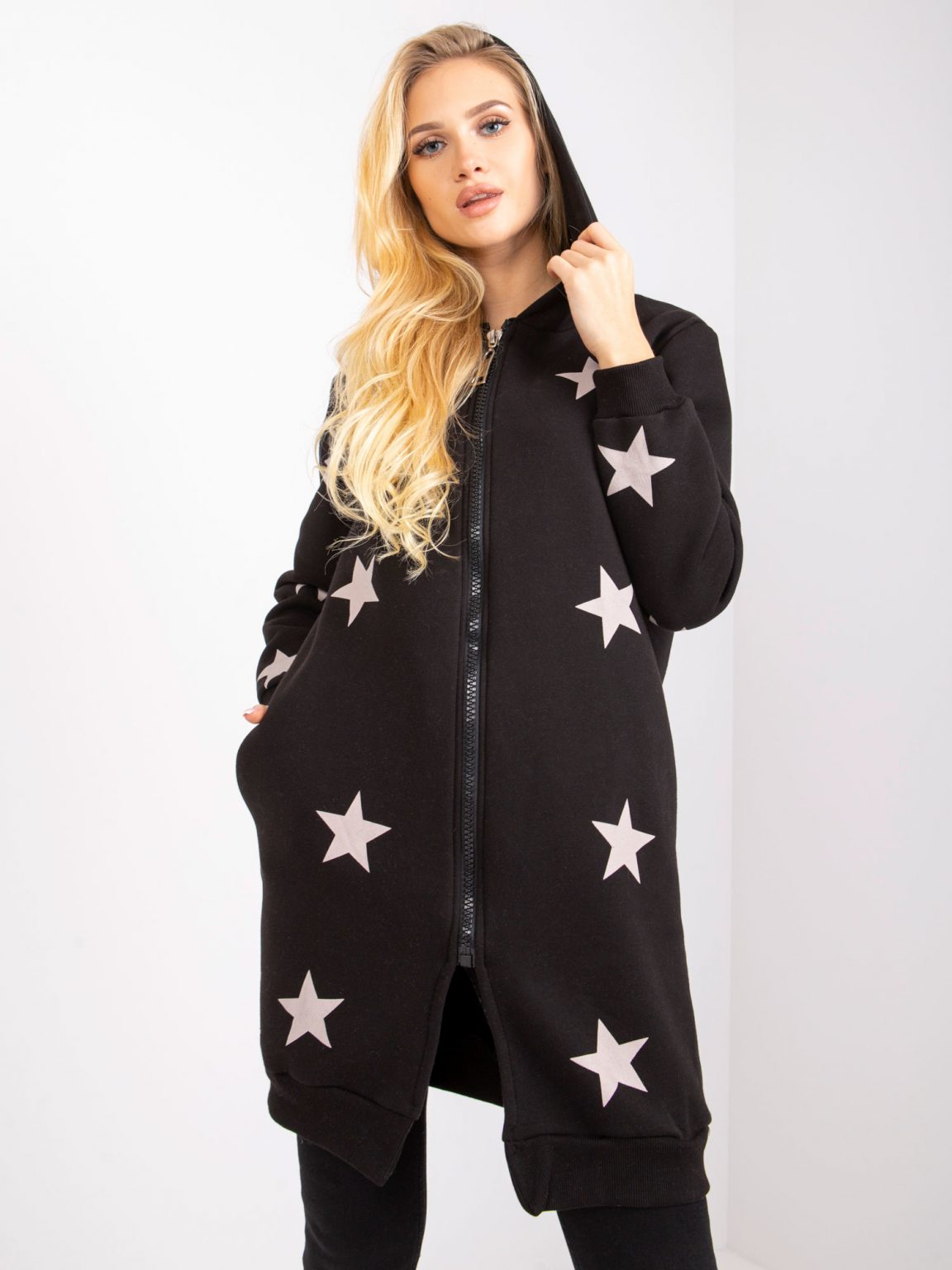 Czarna bluza dresowa rozpinana z printem Marrakech