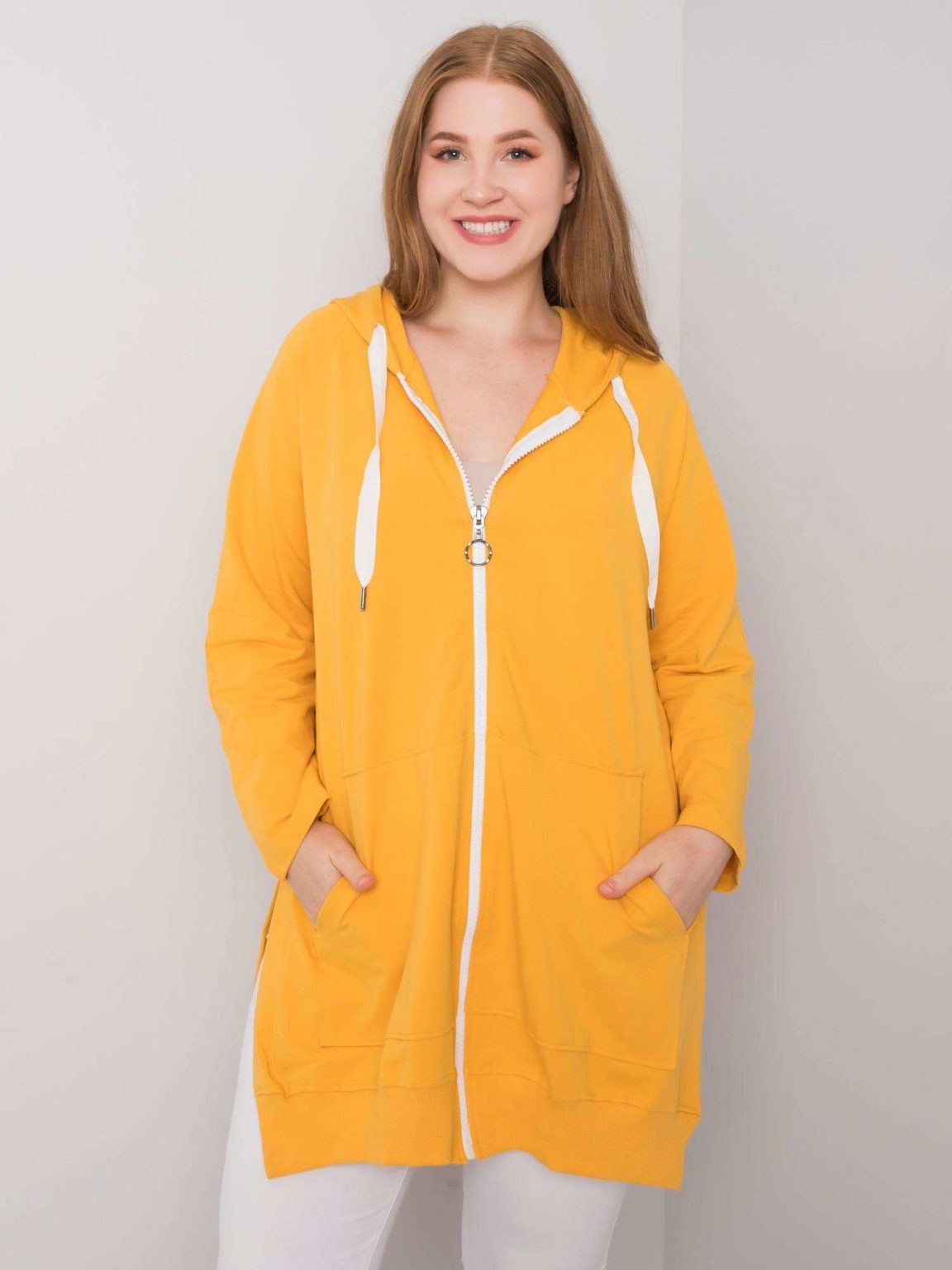 Ciemnożółta rozpinana bluza plus size Idrissa