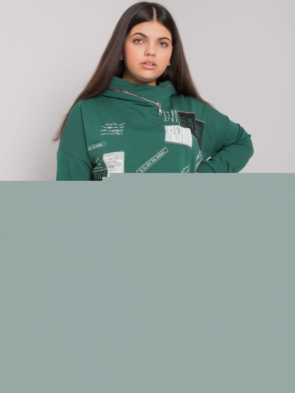Ciemnozielona bluza z kapturem plus size Ives