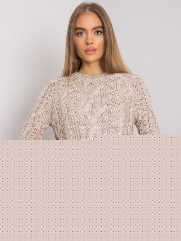 Beżowy sweter w warkocze Milford RUE PARIS