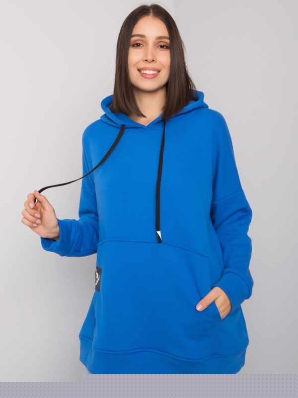 Ciemnoniebieska bluza kangurka plus size Josefina