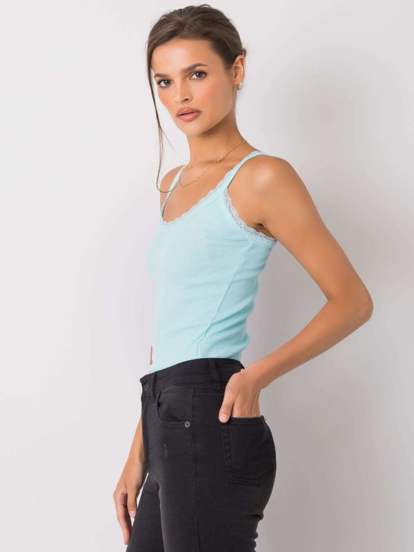 Miętowy top w prążek Sandy