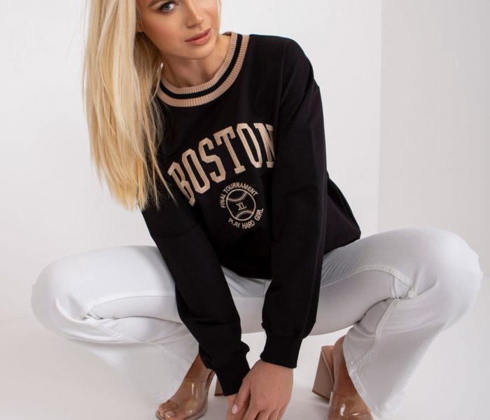 Hurtownia Czarna luźna bluza dresowa Louna