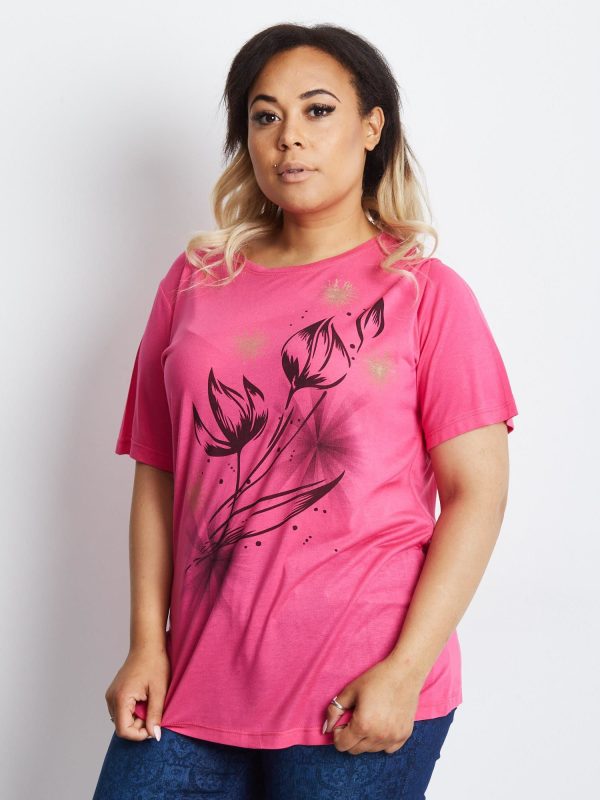 Fuksjowy t-shirt plus size Namasake