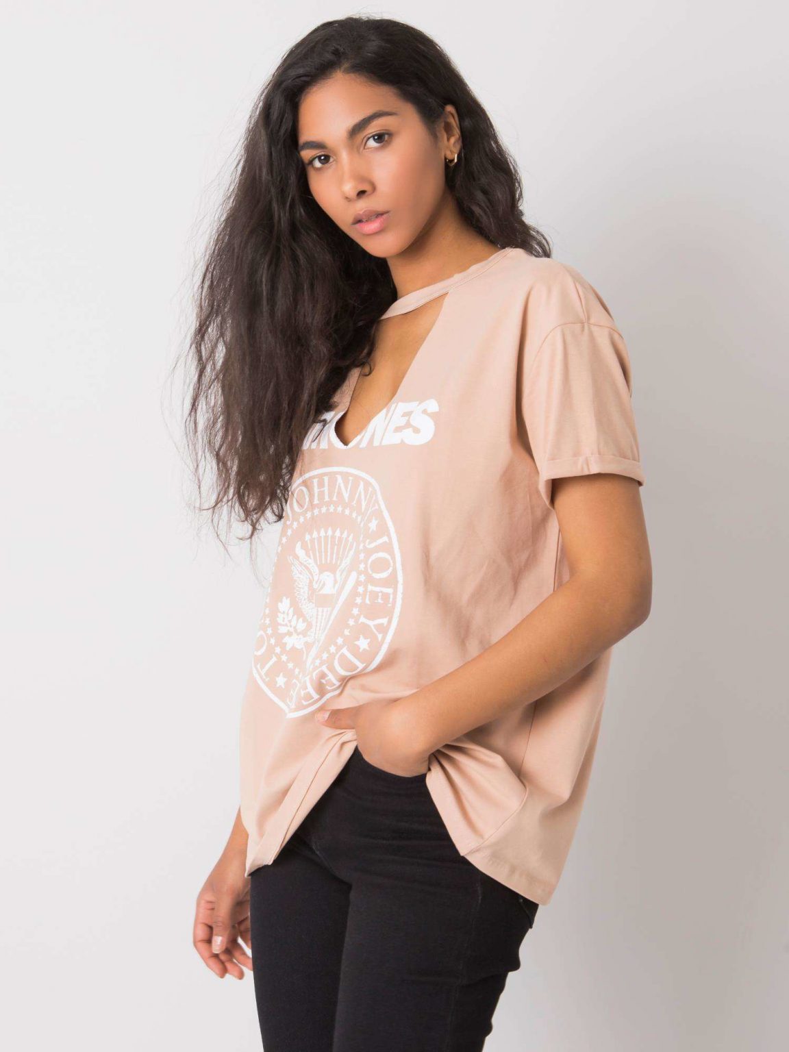 Beżowy t-shirt z nadrukiem Cordoba