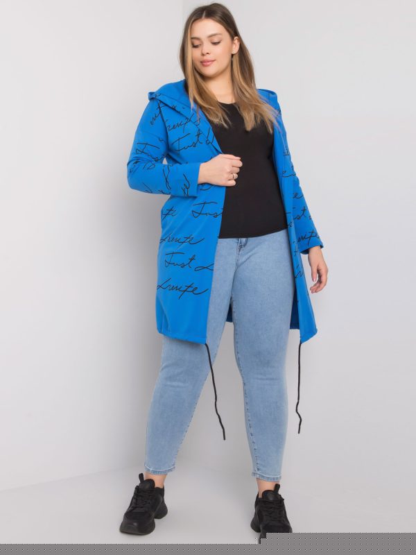 Ciemnoniebieska narzutka plus size z printami Parma