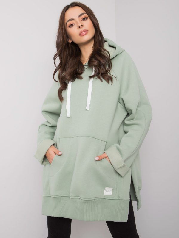Pistacjowa bluza kangurka Arno RUE PARIS