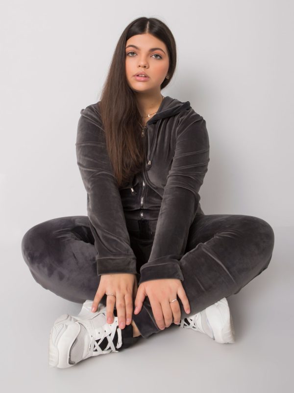 Ciemnoszary welurowy komplet plus size Michell