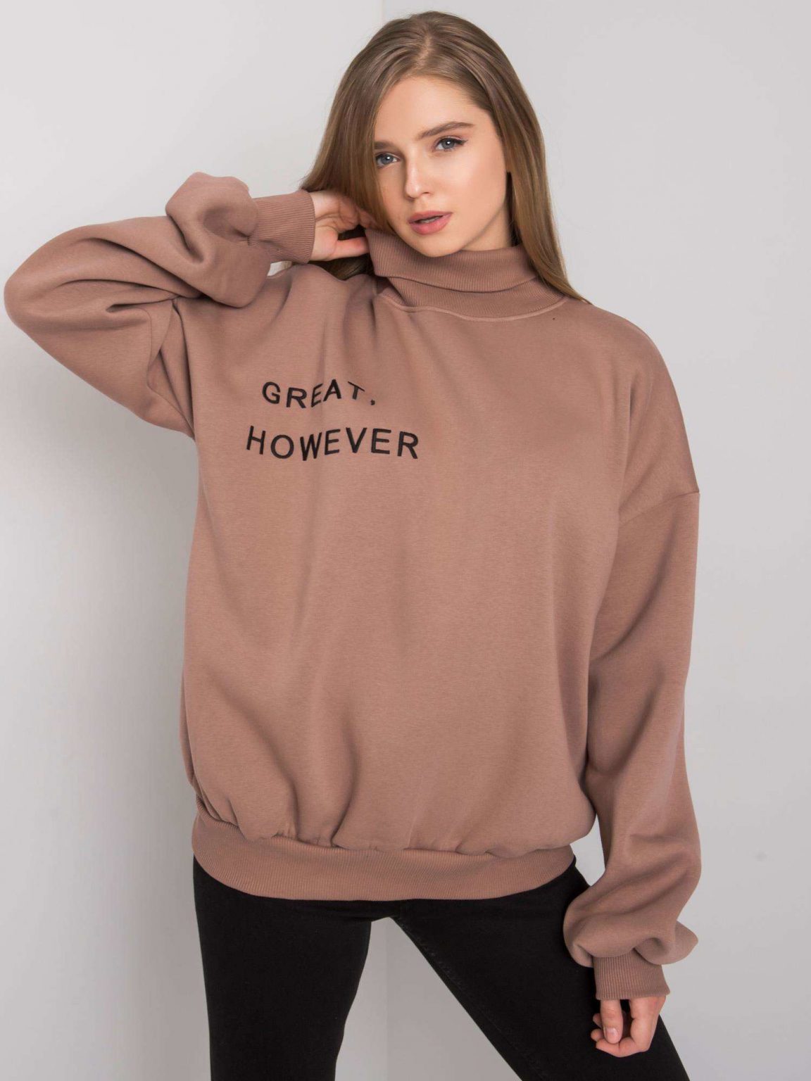 Jasnobrązowa ocieplana bluza oversize Kelly