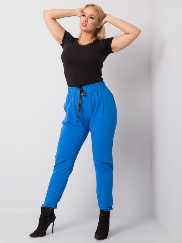 Niebieskie spodnie dresowe plus size Anais