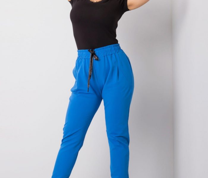 Hurtownia Niebieskie spodnie dresowe plus size Anais