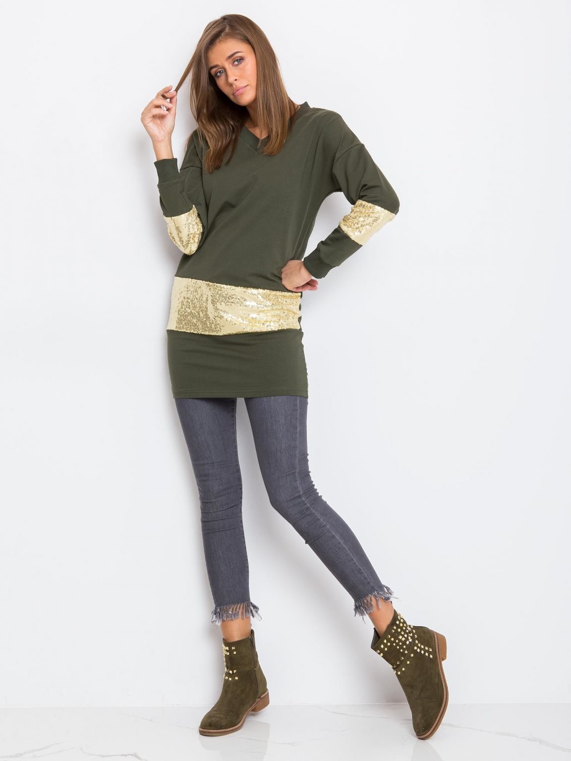 Khaki tunika Sequin