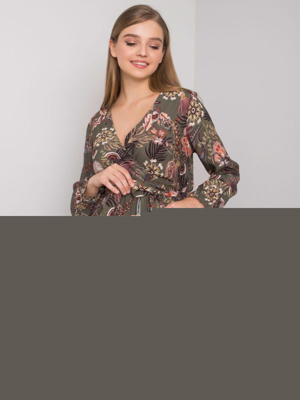 Khaki sukienka z dekoltem V Agnes OCH BELLA