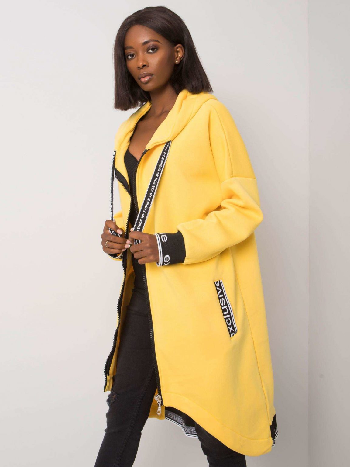Żółta rozpinana bluza z kapturem Mayar