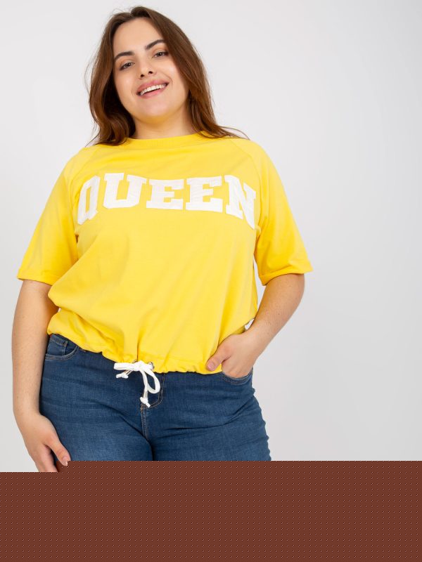 Żółta codzienna bluzka plus size z krótkim rękawem