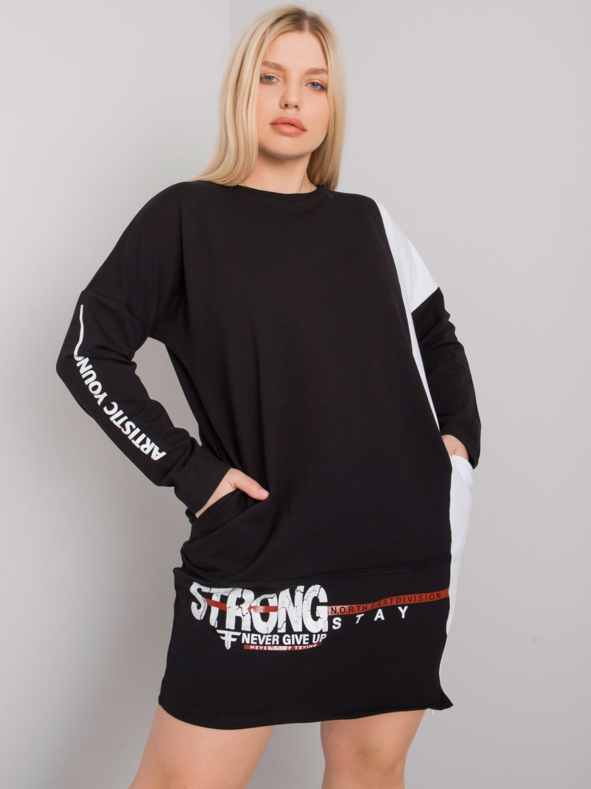 Czarna bawełniana tunika plus size Eleasha