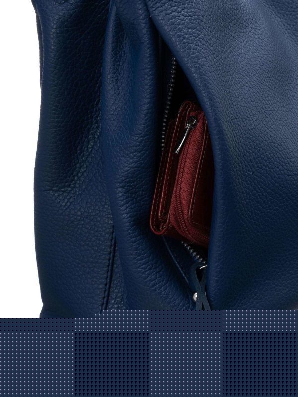 Ciemnoniebieska torebka ze skóry naturalnej BADURA