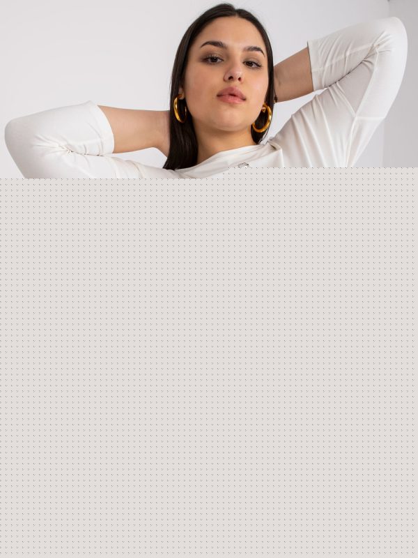 Ecru bawełniana bluzka plus size z printem Beate