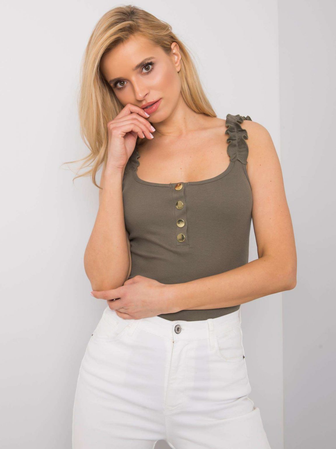 Khaki top prążkowany Emmie OCH BELLA