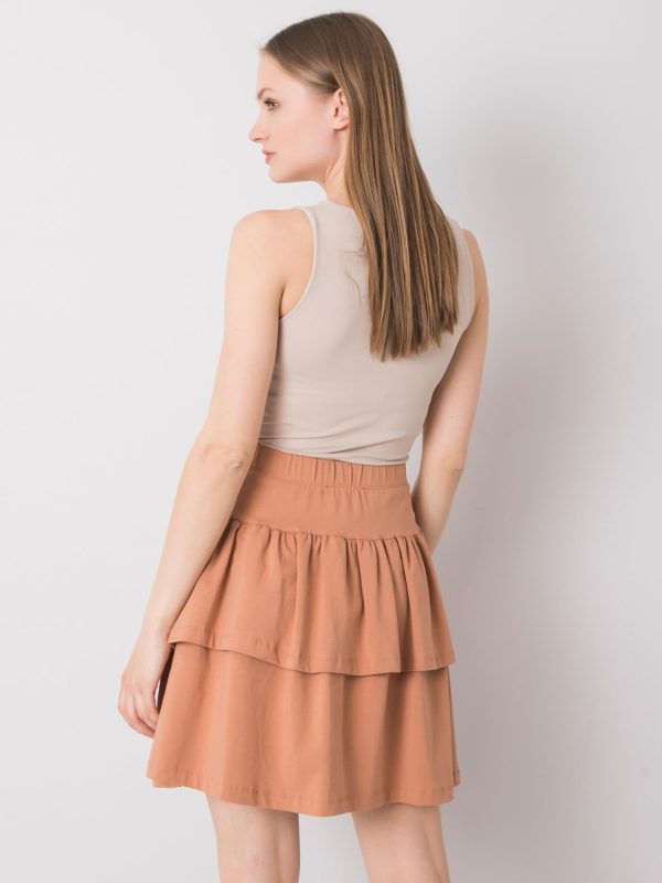 Camelowa spódnica mini z falbanami Jenny
