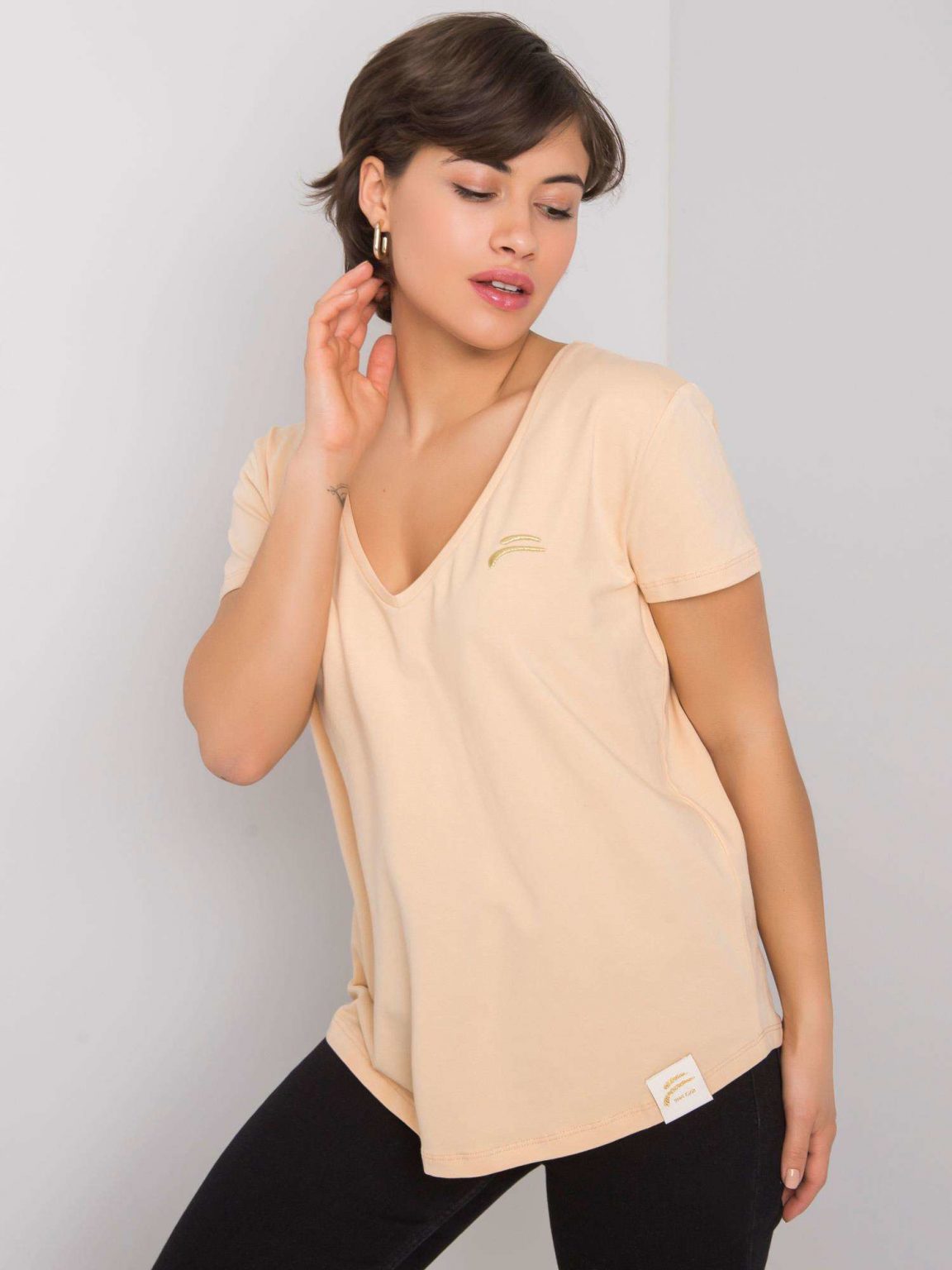 Beżowy t-shirt Ginny FOR FITNESS