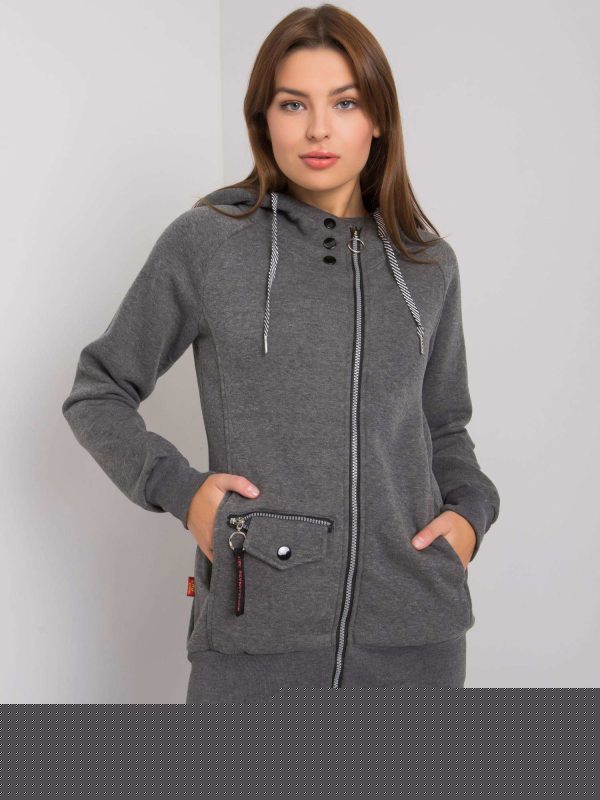 Ciemnoszara rozpinana bluza z kapturem Dessie