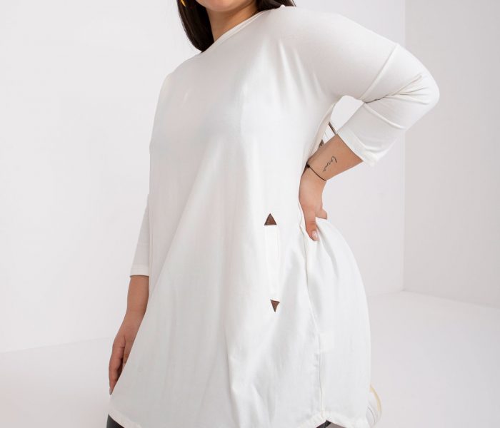 Hurtownia Ecru dresowa tunika plus size z kieszeniami Aline