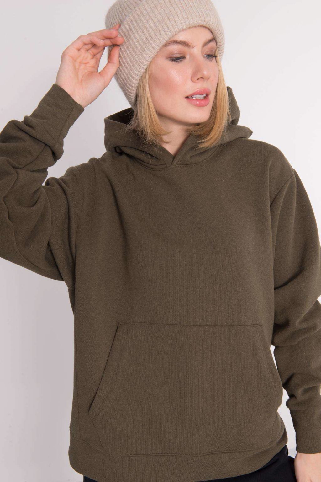 Khaki bluza kangurka z kapturem BSL