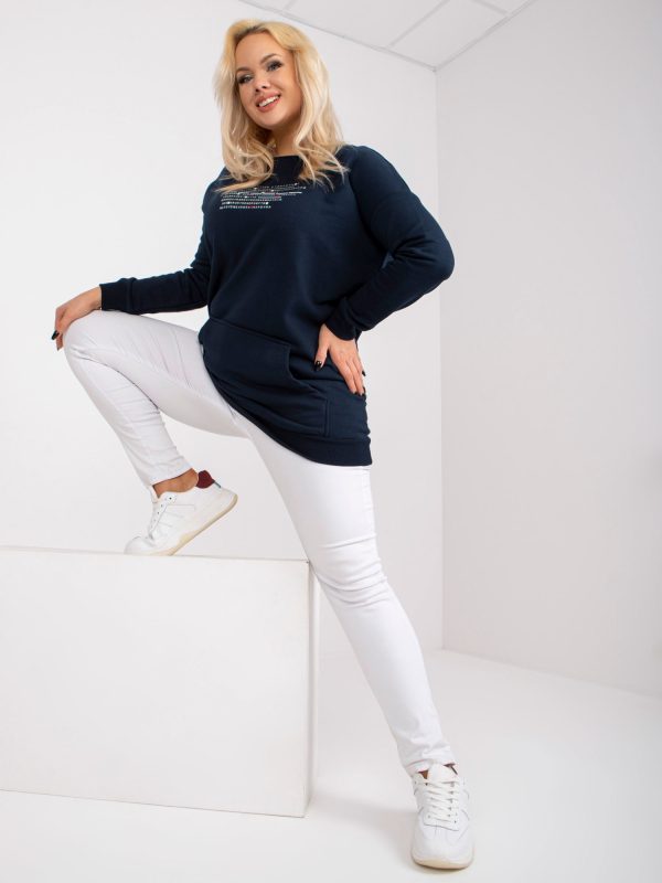 Granatowa dresowa bluza plus size z kieszeniami Desiree