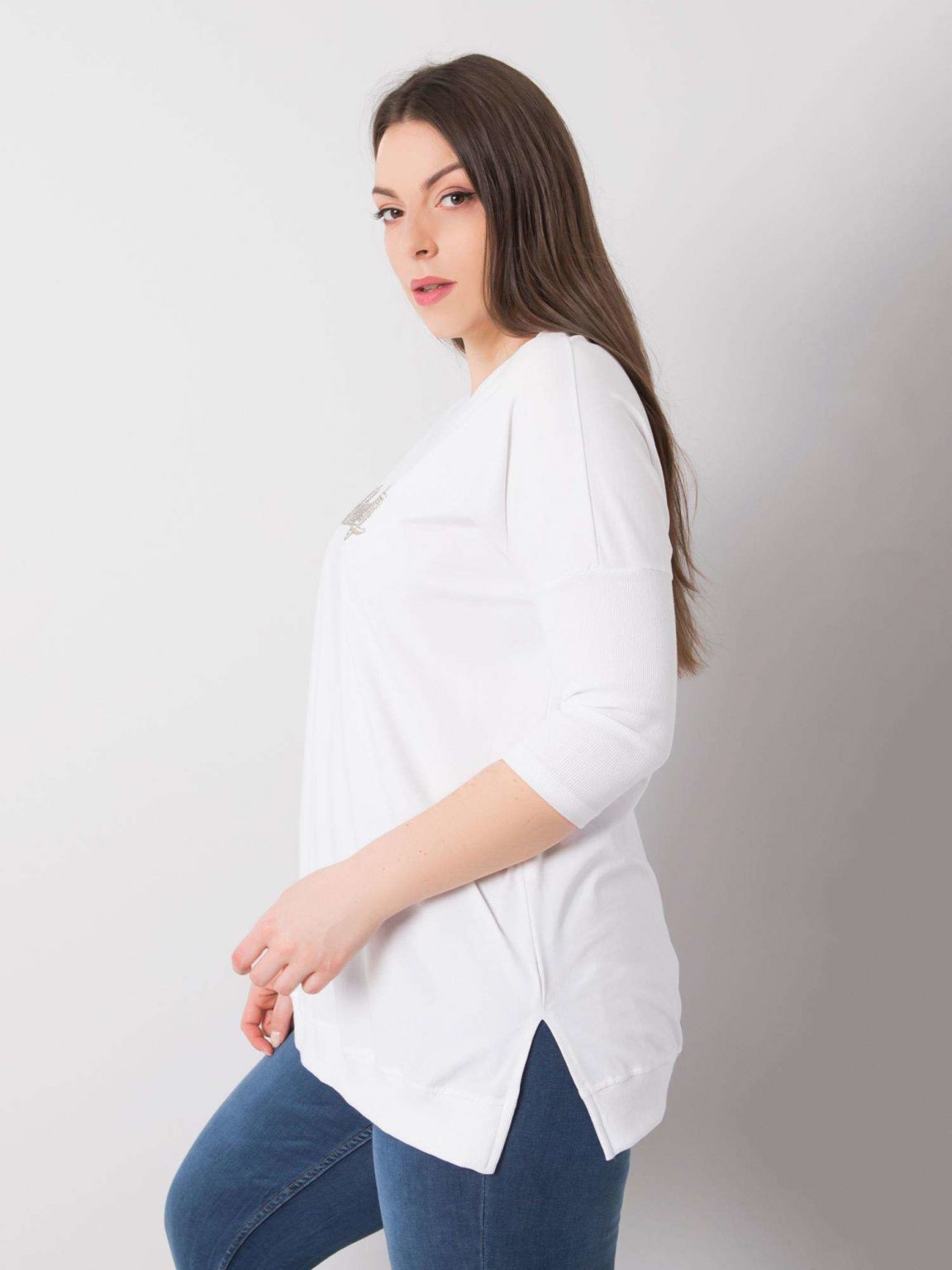 Biała bluzka plus size z napisem Beauty