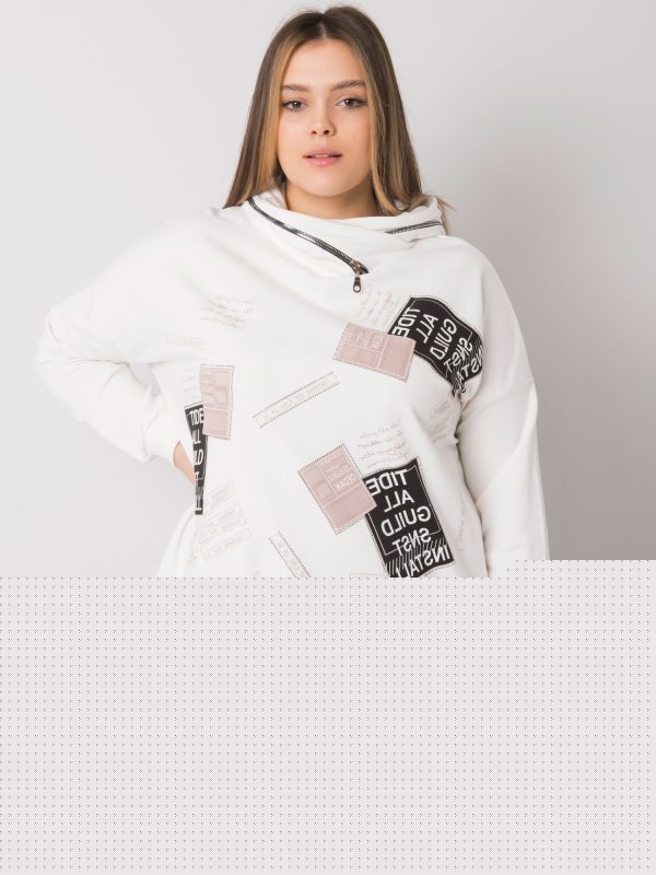 Ecru bluza z kapturem plus size Ives