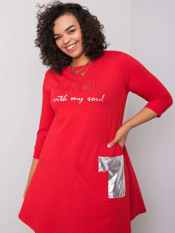 Czerwona sukienka z bawełny Billie