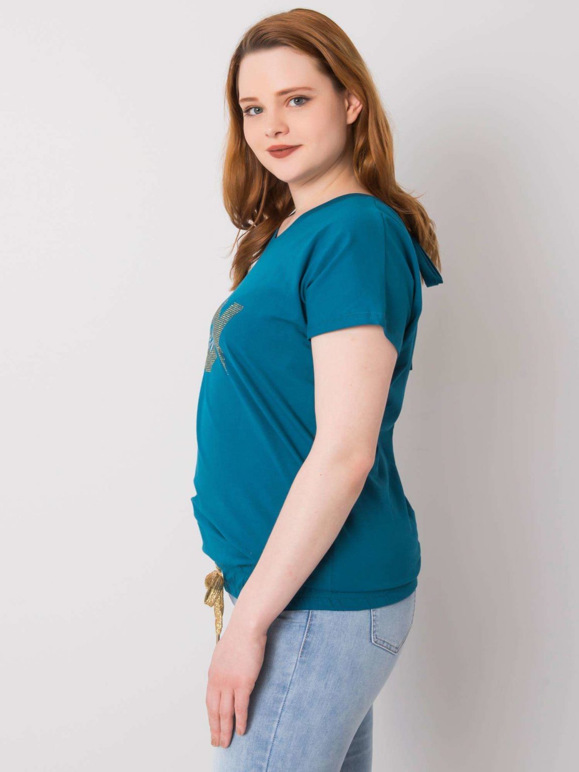 Morska bluzka plus size z wiązaniem Lavender