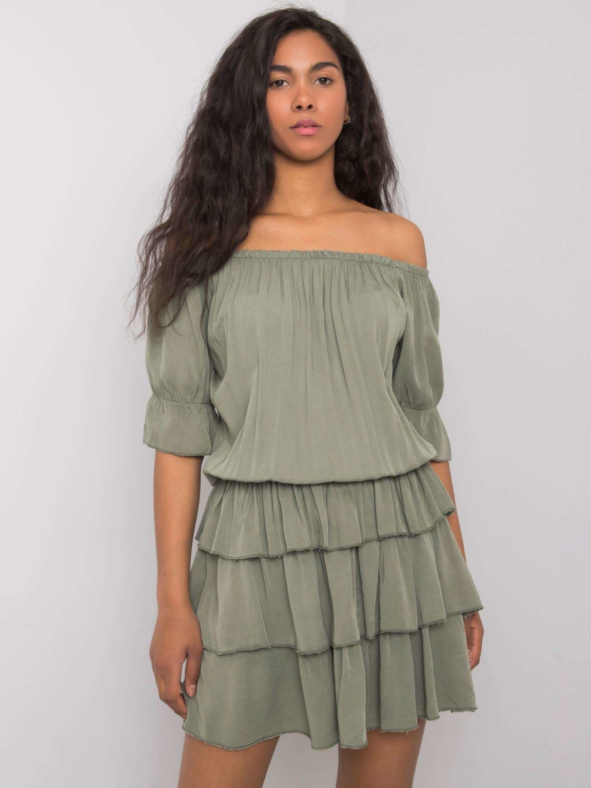 Khaki sukienka z falbankami Malia OCH BELLA