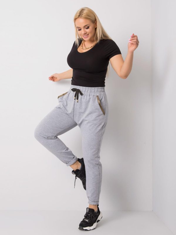 Szare melanżowe spodnie plus size Ericca
