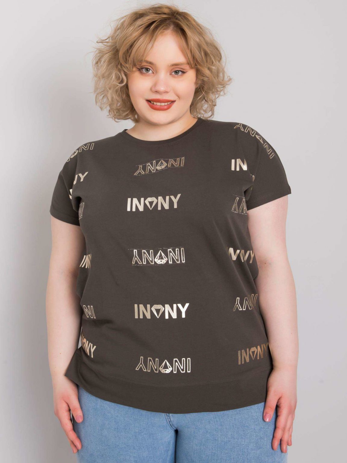 Ciemna khaki bluzka plus size z bawełny Mallory