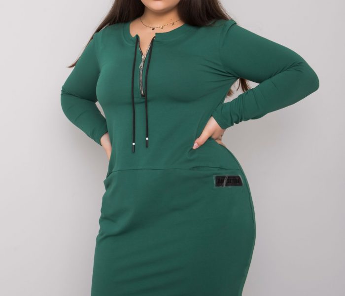 Hurtownia Ciemnozielona sukienka plus size z kieszeniami Alessia