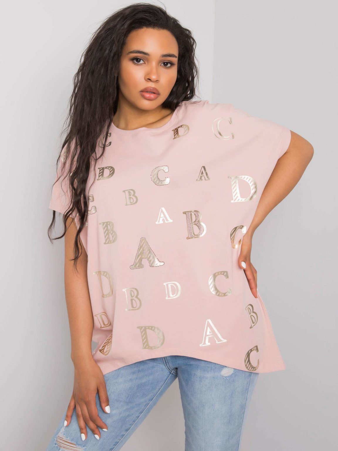 Brudnoróżowa bluzka plus size Sabina