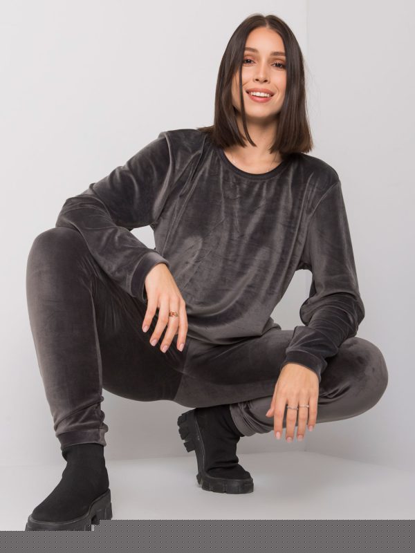 Grafitowy welurowy komplet plus size Jeanne
