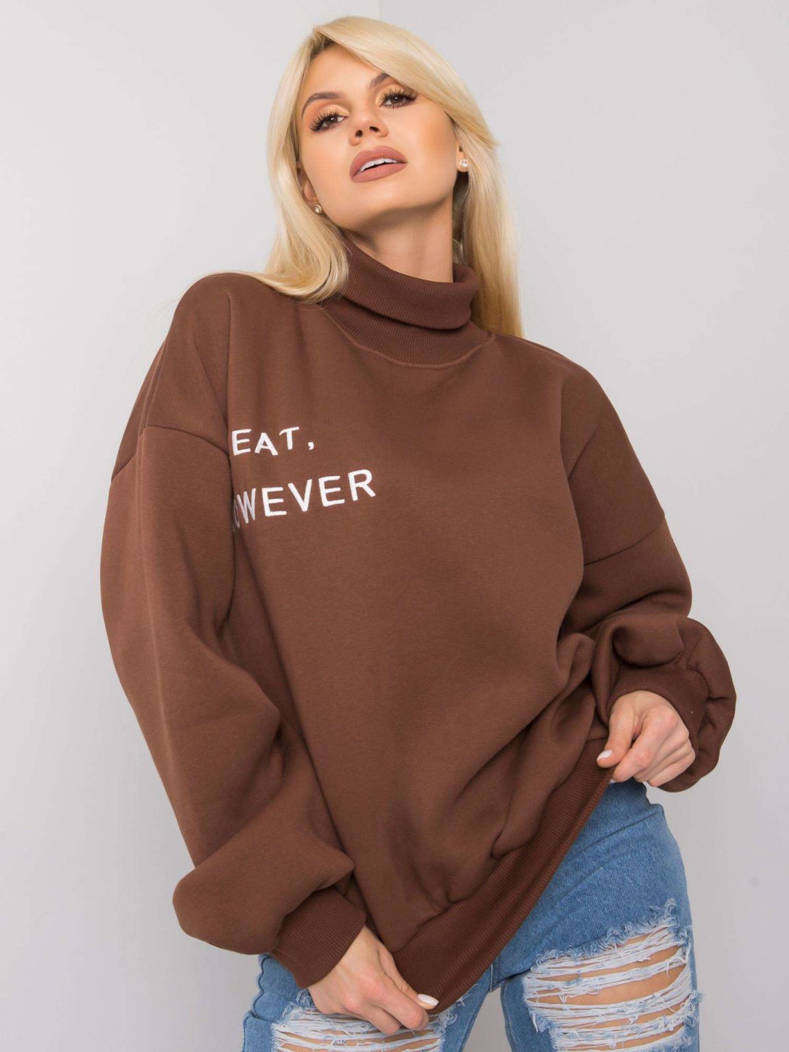 Brązowa ocieplana bluza oversize Kelly