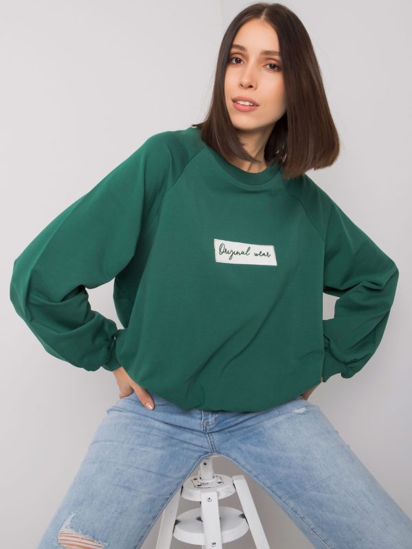 Ciemnozielona bluza plus size bez kaptura Hariette