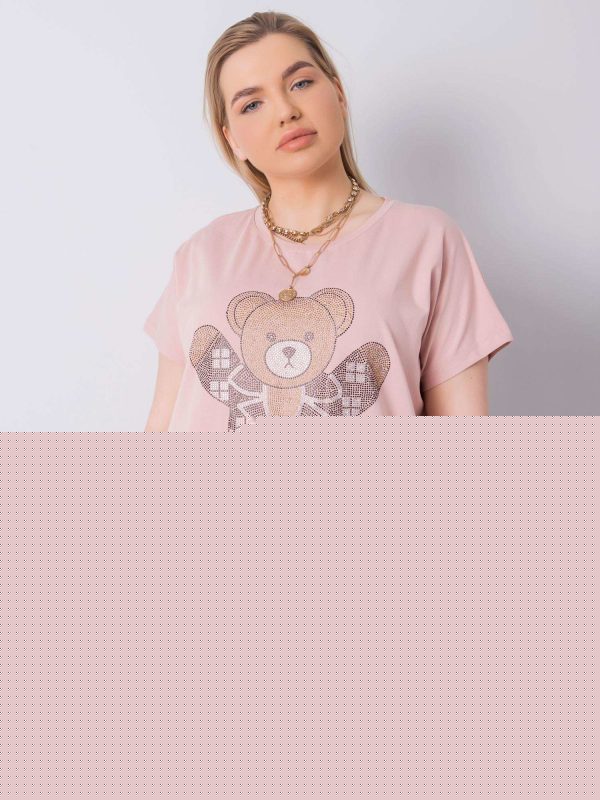 Brudnoróżowa bluzka plus size z aplikacją Marlene
