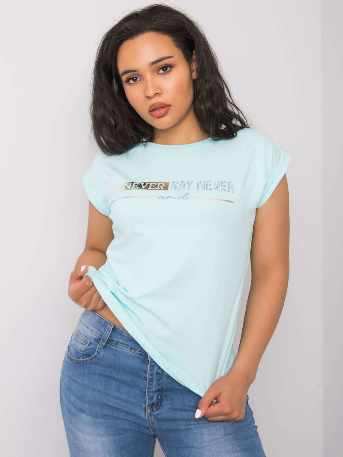 Miętowy t-shirt plus size Atri